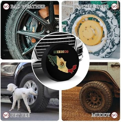 Vintage Michoacan Mexico Map Flag Tire Covers, Dust-Proof Weatherproof Wheel - Image 4