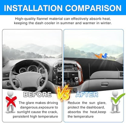 Autorder Dashboard Cover Mat for Toyota Sienna 2004-2010 Accessories Dash Cover - Image 3