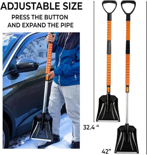Zone Tech Extendable Snow Squeegee, Ice Scraper and Shovel 42" 5- Rotating Snow - Image 3