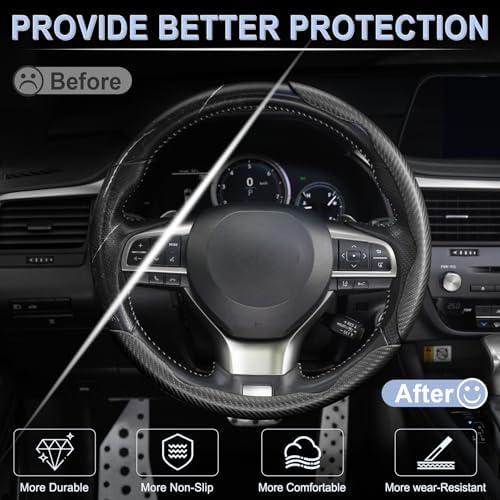 3pcs Carbon Fiber Anti-Skid Steering Wheel Cover, Waterproof & Segmented - Image 5