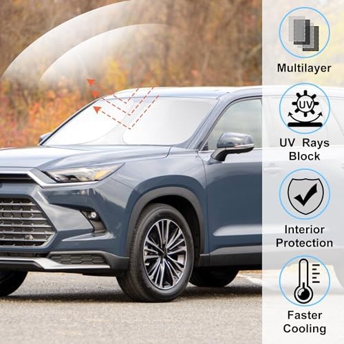 Windshield Sun Shade for 2024 2025 2026 Toyota Grand Highlander - Image 2