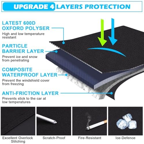Tevlaphee Windshield Cover for Ice and Snow, Heavy Duty 600D Oxford Fabric - Image 3