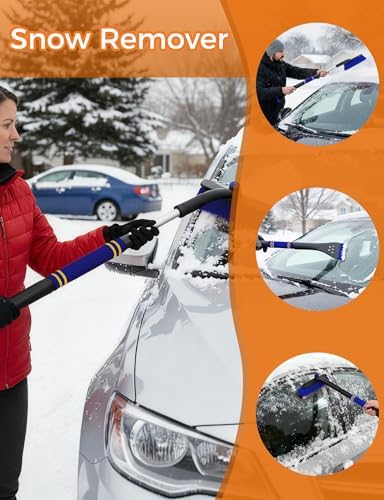 34" Extendable Ice Scrapers for Car Windshield 2-in-1 Snow Brush for Car Snow - Image 5