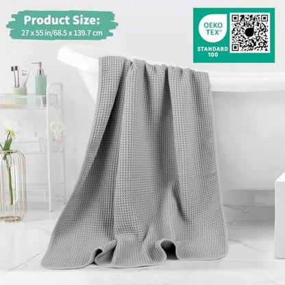 Microfiber Waffle Bath Towels, 4 Pieces, Fast Drying, Lint Free 430 GSM - Image 5