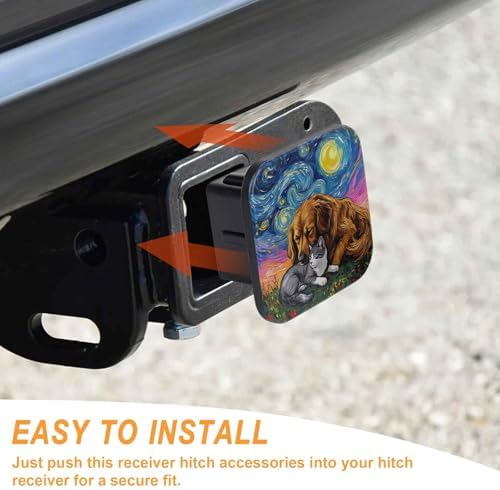 2 Inch Dog Cat Night Sky Trailer Hitch Cover Rubber Receiver Tube Plug Cap - Image 4