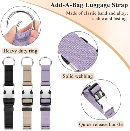 3 Pcs Add a Bag Luggage Straps for Suitcases, Connector Straps - Image 3