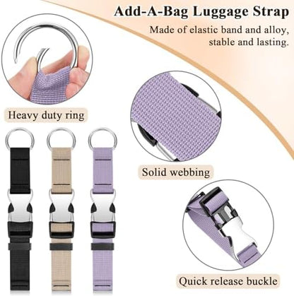 3 Pcs Add a Bag Luggage Straps for Suitcases, Connector Straps - Image 3