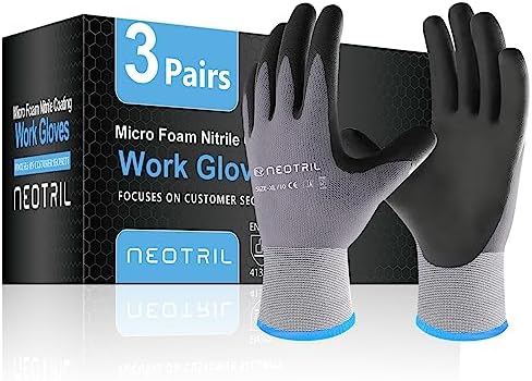 NEOTRIL Safety Work Gloves MicroFoam Nitrile Coated-3/6/12/36 Pairs, Breathable by NEOTRIL