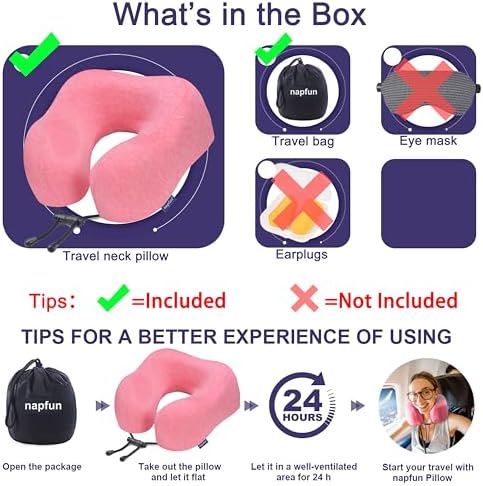 napfun Neck Pillow for Travel, Memory Foam Airplane Pillow - Image 6