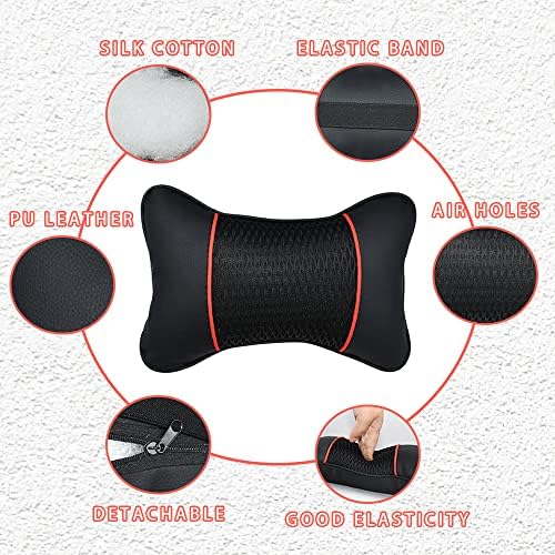 2 Packs Car Neck Pillows Dual-Side PU Leather Car Headrest Support - Image 4