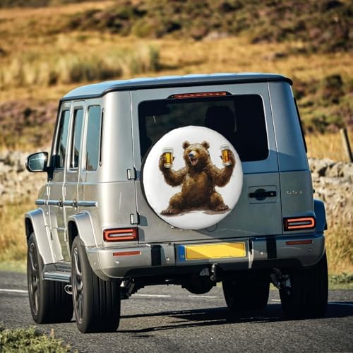 Bear with Beer Spare Tire Cover Weatherproof Universal Wheel Protectors Wheel - Image 7