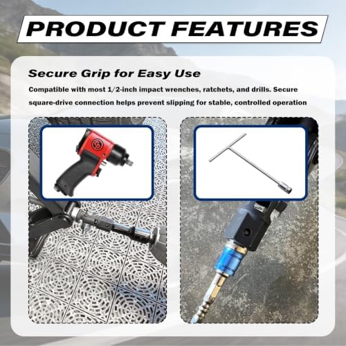 4PCS Steel Scissor Jack Adapter Tool Fits 1/2" Square Drive - Image 6