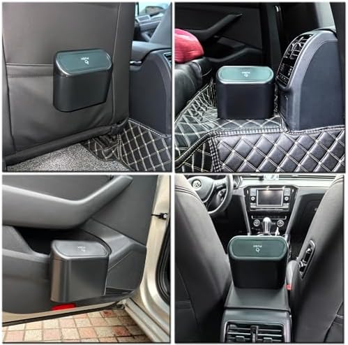 2 Pack Car Trash Can with Lid+4 PCS Car Hooks, Mini Auto Dustbin Trashcan - Image 3