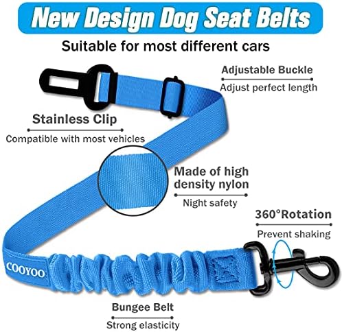 COOYOO Dog Seat Belt, 3 Piece Set Retractable Dog Car Harness Adjustable - Image 3