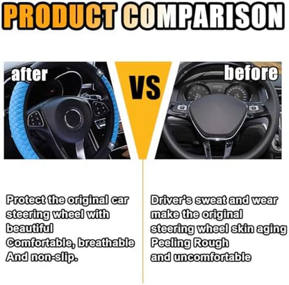 JOYCOURT 15 Inch Bling Soft Leather Car Steering Wheel Cover - Image 3
