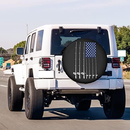 Fishing American Flag Spare Tire Cover Dust-Proof Wheel Tire Cover Fit Trailer - Image 3