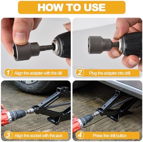 2-Pack RV Leveling Scissor Jack Socket, Drill Adapter - Image 5