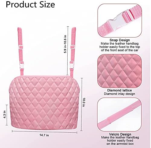 Pink Handbag Holder for Car, Durable Pu Leather Car Organizer Back Seat Net Bag - Image 4