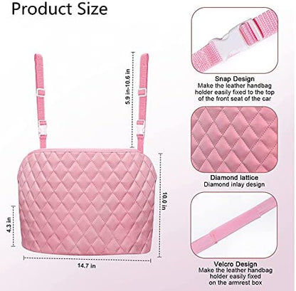 Pink Handbag Holder for Car, Durable Pu Leather Car Organizer Back Seat Net Bag - Image 4