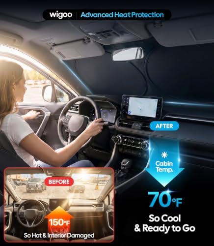 Wigoo Car Windshield Sunshade, Keeps Interior Cool - Image 2