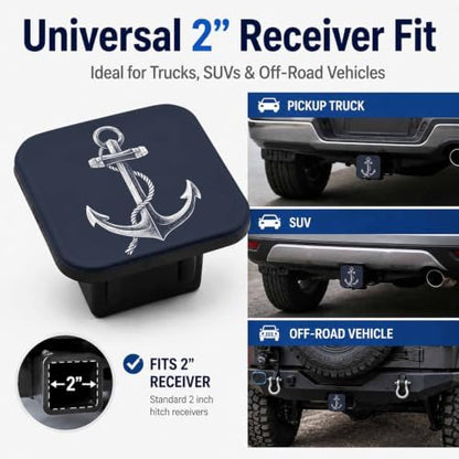Anchor Hitch Cover Receiver Tube Hitch Plug Nautical Anchor Navy Blue Tow Hitch - Image 4
