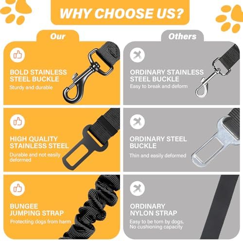 Dog Seat Belt Retractable Dog Car Harness 1 Pack Elastic Bungee Buffer - Image 4