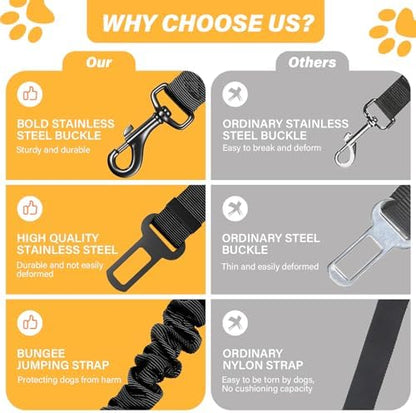 Dog Seat Belt Retractable Dog Car Harness 1 Pack Elastic Bungee Buffer - Image 4