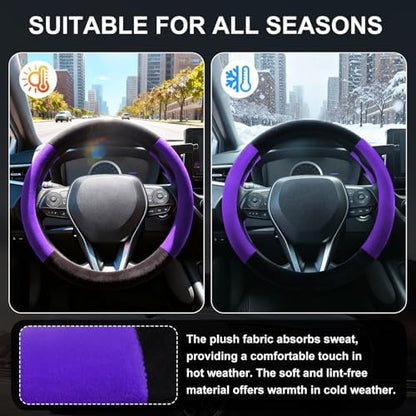 SEG Direct Plush Steering Wheel Cover 14.5"-15" Heavy-Duty, Summer Winter - Image 6