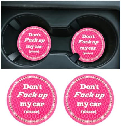 2 PCS Bling Car Cup Coaster, 2.75 Inch Anti-Slip Cup Holder Insert Coasters by Sylvil