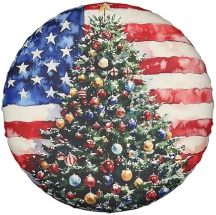 Christmas Tree American Flag Spare Tire Cover Wheel Protectors Waterproof Wheel - Image 7