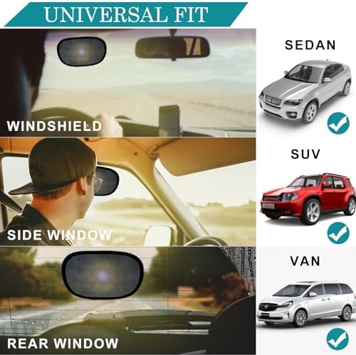 Mini Car Sun Shade for Driver, Static Cling Sun Visor for Safe Driving -2PC - Image 6
