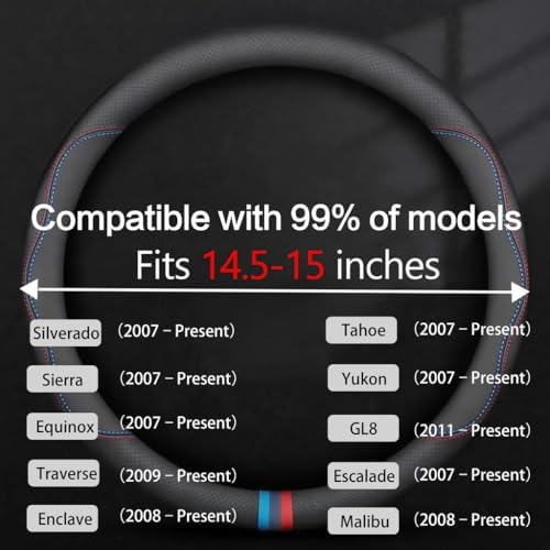Leather Car Steering Wheel Cover, Tricolor Sporty Style, Breathing Laser - Image 3
