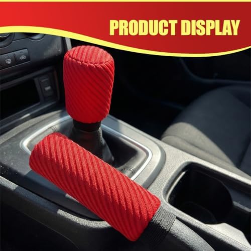 2PCS Car Gear Shift Knob and Handbrake Cover Set, Non-Slip Polyester Stick - Image 6