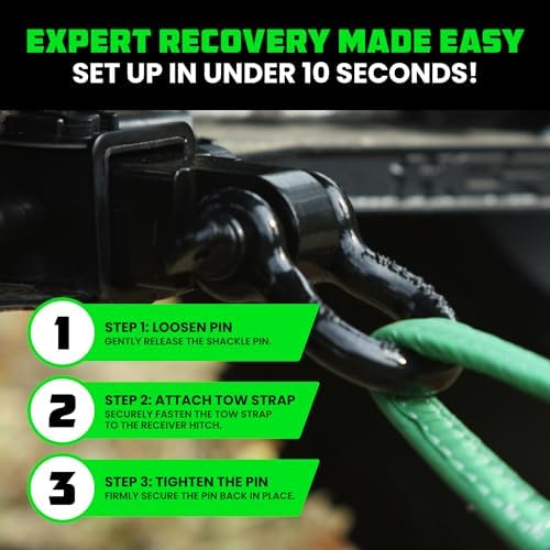 Rhino USA Recovery Combo Kit - 30ft Tow Strap & Shackle Hitch - Image 5