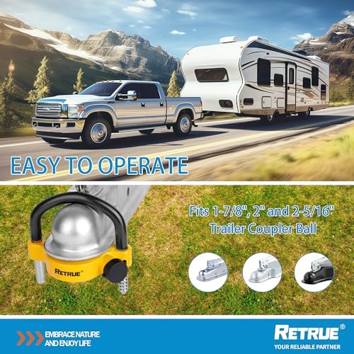 RETRUE Universal Trailer Coupler Hitch Ball Lock, - Image 3