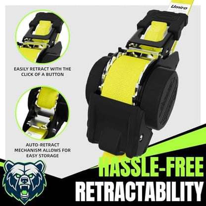 Retractable Ratchet Straps, 1 Inch x 12 Feet Heavy Duty Tie Downs, 1760lb Break - Image 6