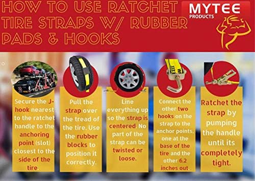 Mytee Products Over the Tire Ratchet Strap w/Swivel J Hooks & Rubber Pads - Image 2