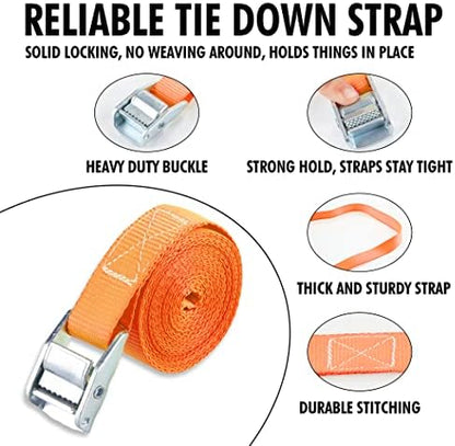 Cartman 1 in x 12 ft Lashing Straps, 10 Pack, 600 lb Break Strength - Image 2