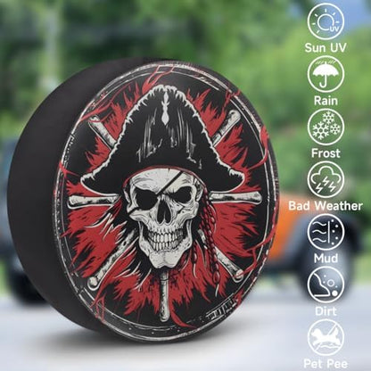 Spare Tire Cover for RV Trailer, Pirate Skull Tire Covers Universal Fit for - Image 3