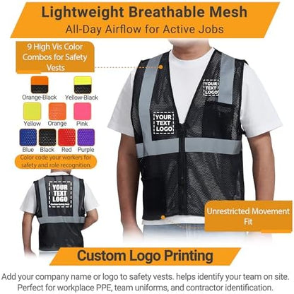 AYKRM 2 Pocket Mesh High Visibility Reflective Safety Vest - Image 3