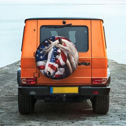 Spare Tire Cover for RV Camper, American Flag Horse Tire Cover Protectors - Image 3
