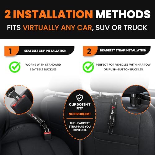 Dog Seat Belt for Car, Bungee Tether & Headrest Loop & Travel Bowl - Image 2