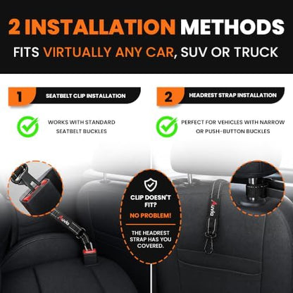 Dog Seat Belt for Car, Bungee Tether & Headrest Loop & Travel Bowl - Image 2