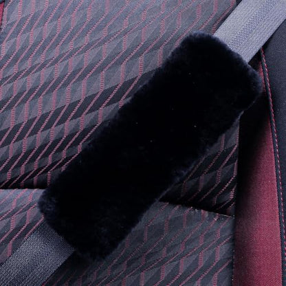 AOGELAN Fluffy Fuzzy Genuine Sheepskin Car Seat Belt Cover Pad, Seatbelt Cushin - Image 2