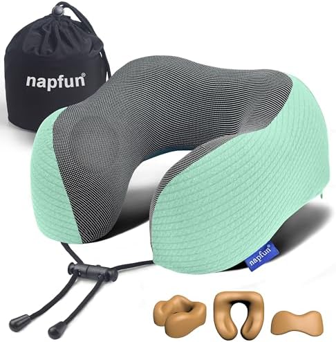 napfun Neck Pillow for Travel, Memory Foam Airplane Pillow by NAPFUN