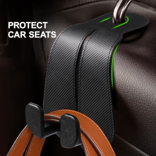 CoBak Extra Wide Car Seat Back Hooks, Premium Stitched Leather Headrest Hangers - Image 3