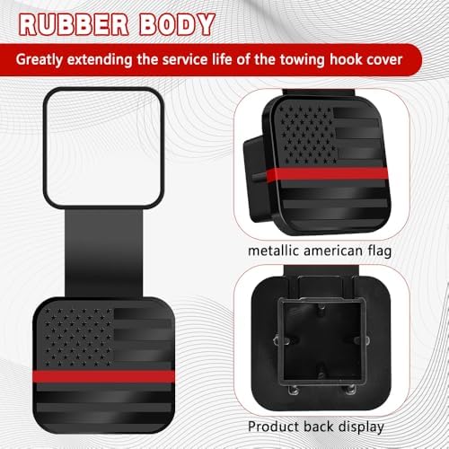 Universal Flag Tow Hitch Covers, Receiver Tube Hitch Plug, American Flag Rubber - Image 4