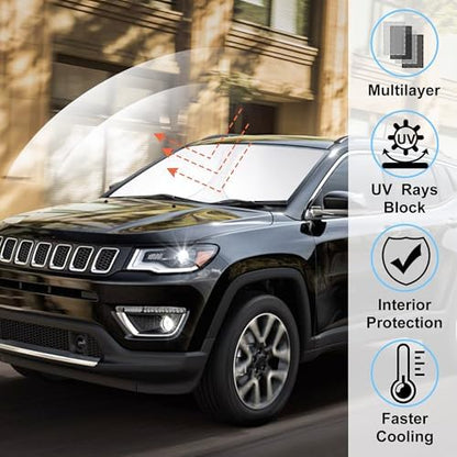 Windshield Sun Shade for 2017-2025 Jeep Compass Accessories - Image 2