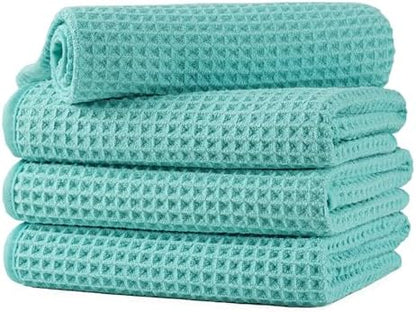 Microfiber Waffle Hand Towels, 4 Pieces, Fast Drying, Lint Free 430 GSM by Unknown