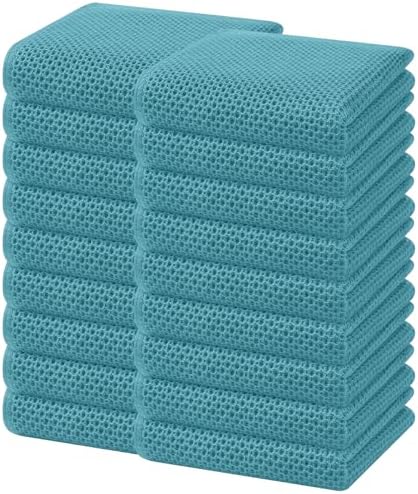 Homaxy 100% Cotton Waffle Weave Kitchen Dish Towels 18-Pack, Lake Blue by Homaxy